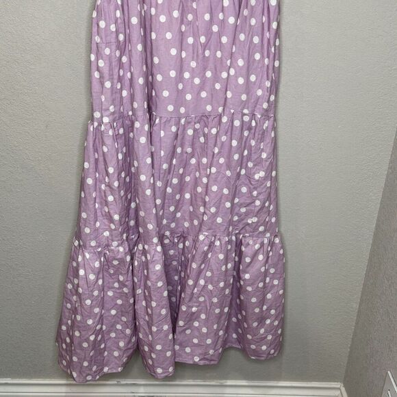Charlie Holiday Isabella Maxi Dress Womens Medium Purple White Polka Dot Tiered - Picture 10 of 12